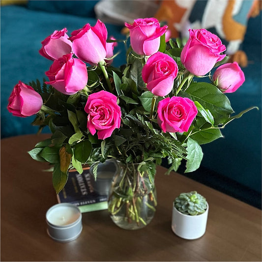 Long Stem Pink Rose Bouquet – Flowers Atlanta, Atlanta GA