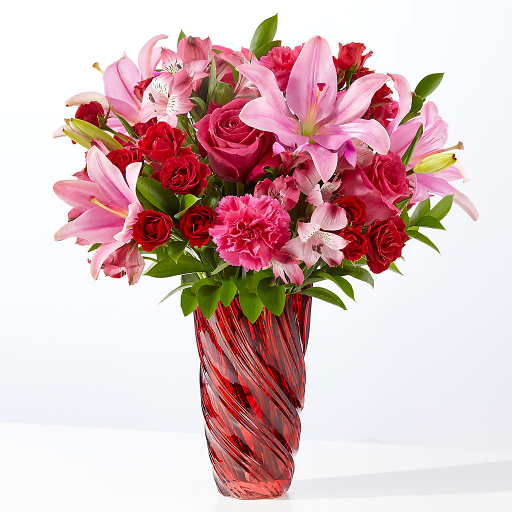 In Love Bouquet with Luxe Swirl Vase – Flowers Atlanta, Atlanta GA