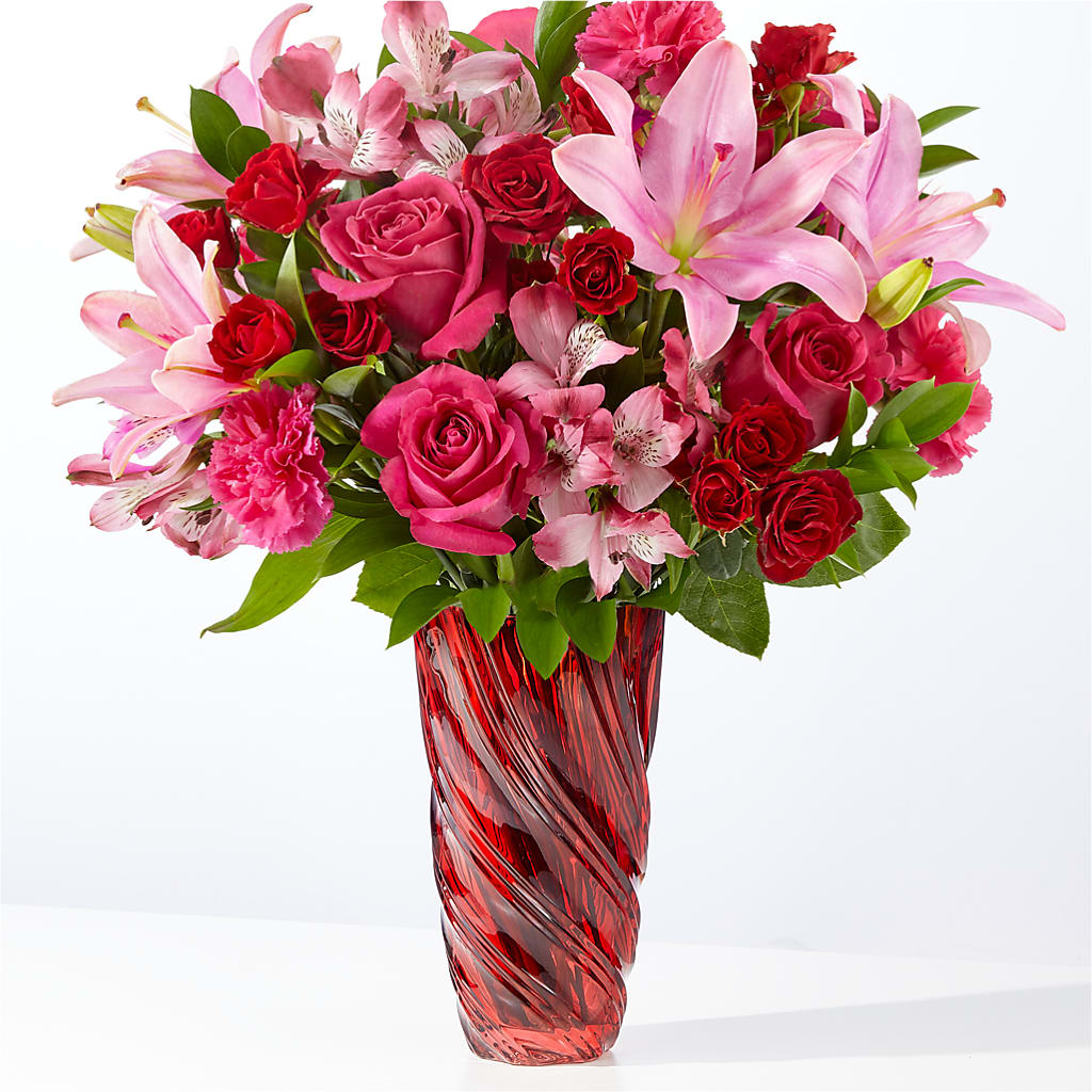 In Love Bouquet with Luxe Swirl Vase – Flowers Atlanta, Atlanta GA