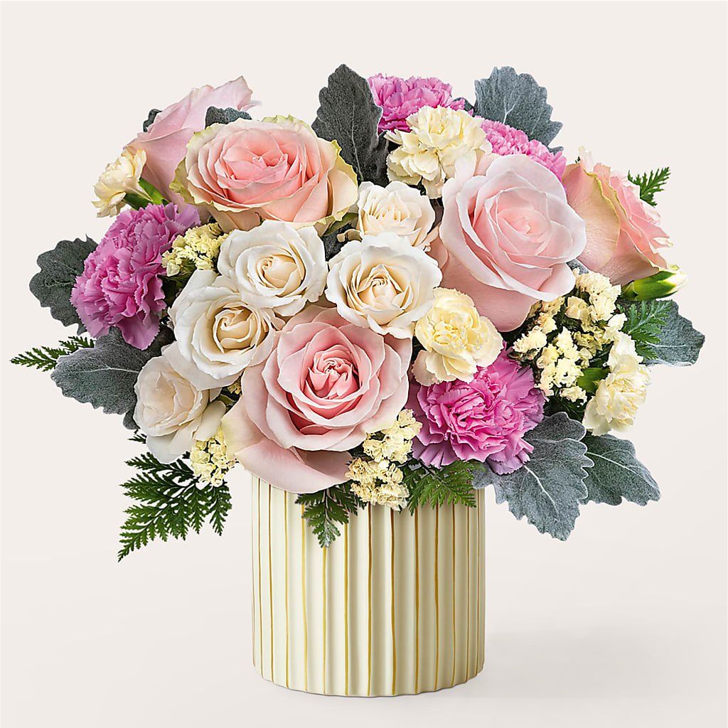 Blissful Moments Bouquet with Ivory Vase – Flowers Atlanta, Atlanta GA