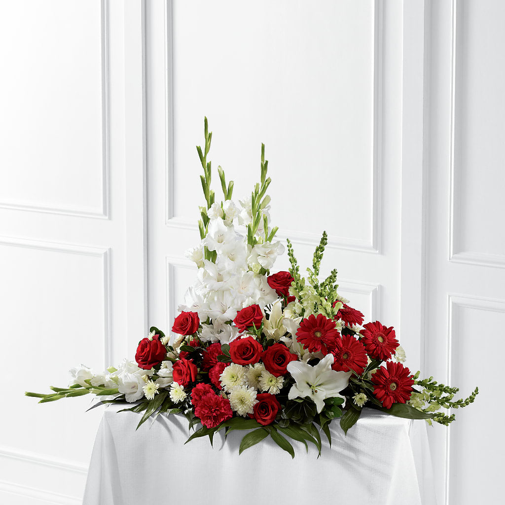 Crimson & White Arrangement – Flowers Atlanta, Atlanta GA
