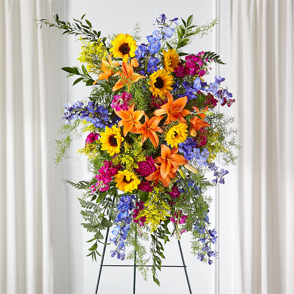 Sunlit Memories Standing Spray (Standard) – Flowers Atlanta, Atlanta GA