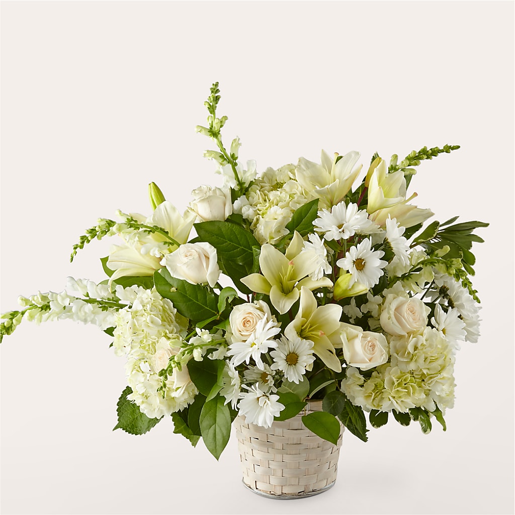 Ivory Elegance Floral Basket – Flowers Atlanta, Atlanta GA