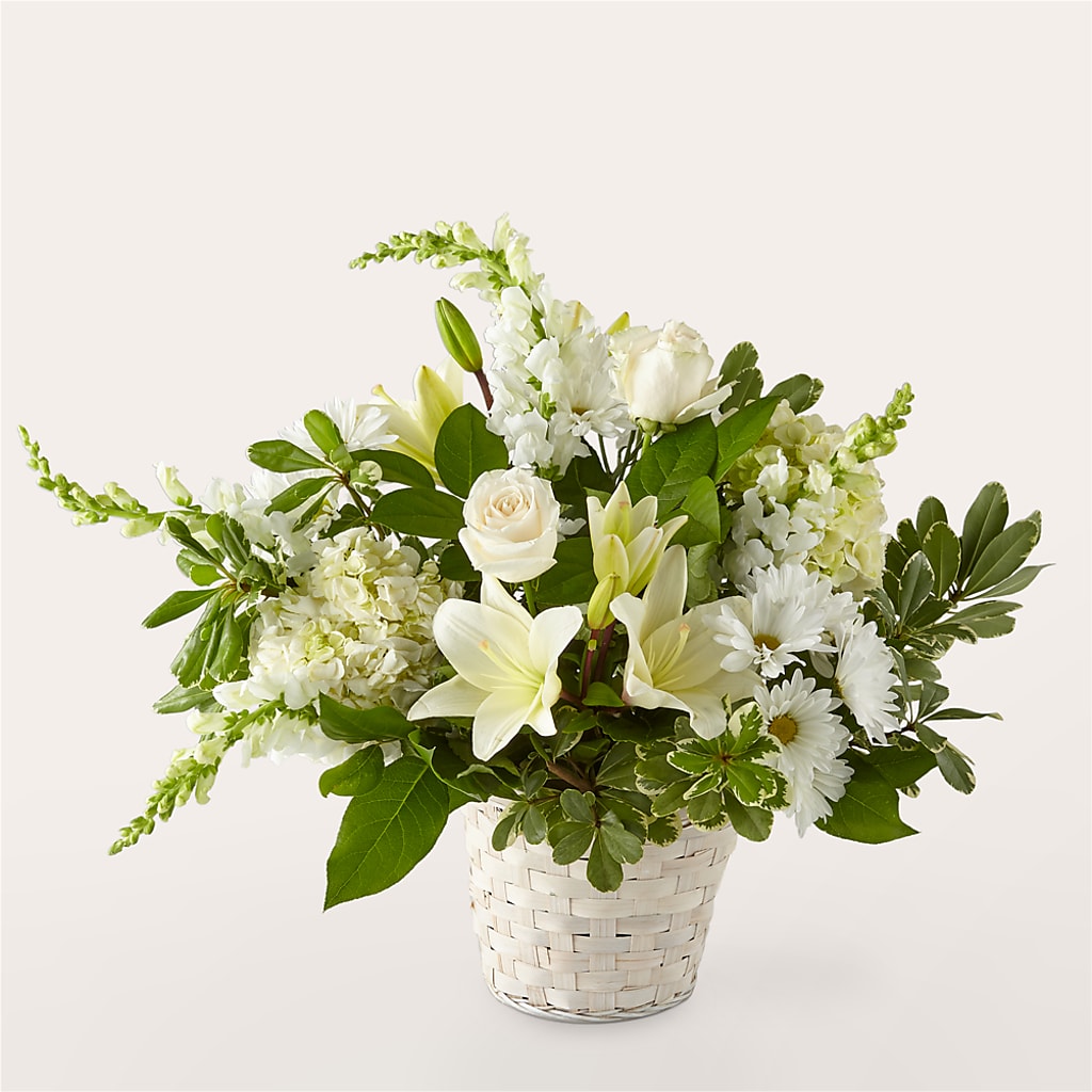 Ivory Elegance Floral Basket – Flowers Atlanta, Atlanta GA