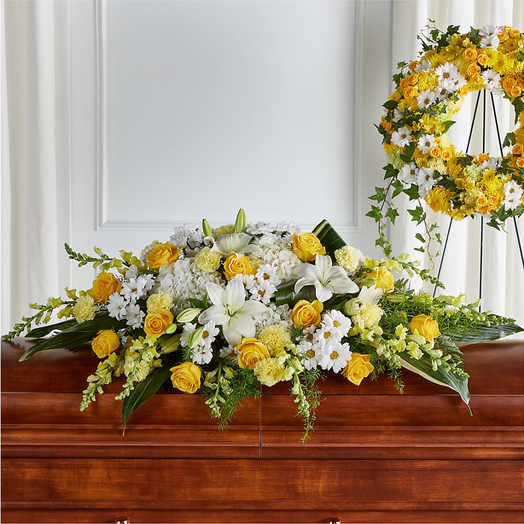 Golden Harmony Casket Spray – Flowers Atlanta, Atlanta GA