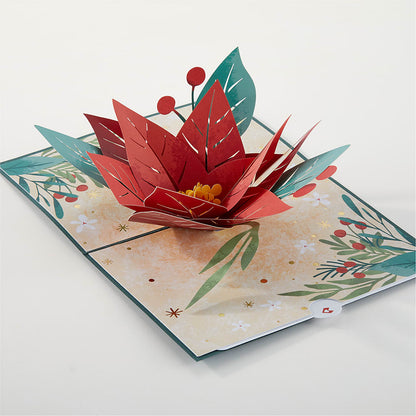 Happiest Holidays Poinsettia and Lovepop Card –  Flowers Atlanta, Atlanta GA