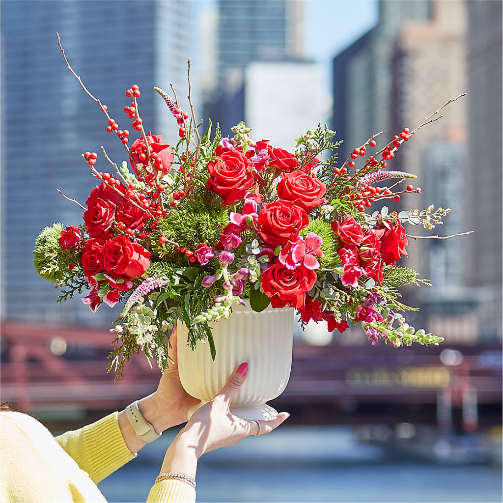 Big Red Bow Bouquet –  Flowers Atlanta, Atlanta GA