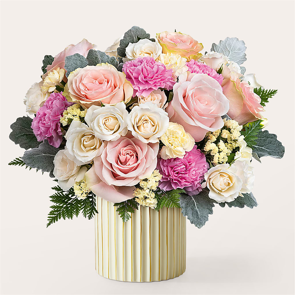 Blissful Moments Bouquet with Ivory Vase –  Flowers Atlanta, Atlanta GA