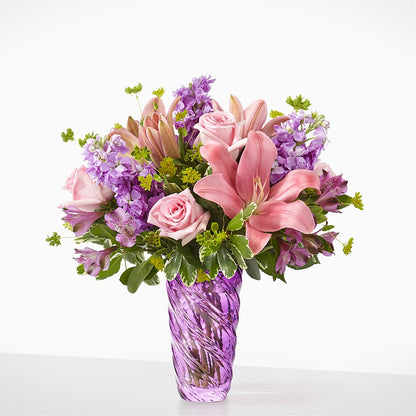 Precious Petals Bouquet with Luxe Swirl Vase –  Flowers Atlanta, Atlanta GA