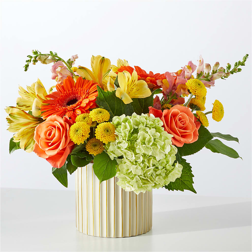 Autumn Sunshine Bouquet with Ivory Vase –  Flowers Atlanta, Atlanta GA