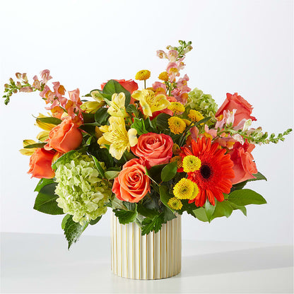 Autumn Sunshine Bouquet with Ivory Vase –  Flowers Atlanta, Atlanta GA