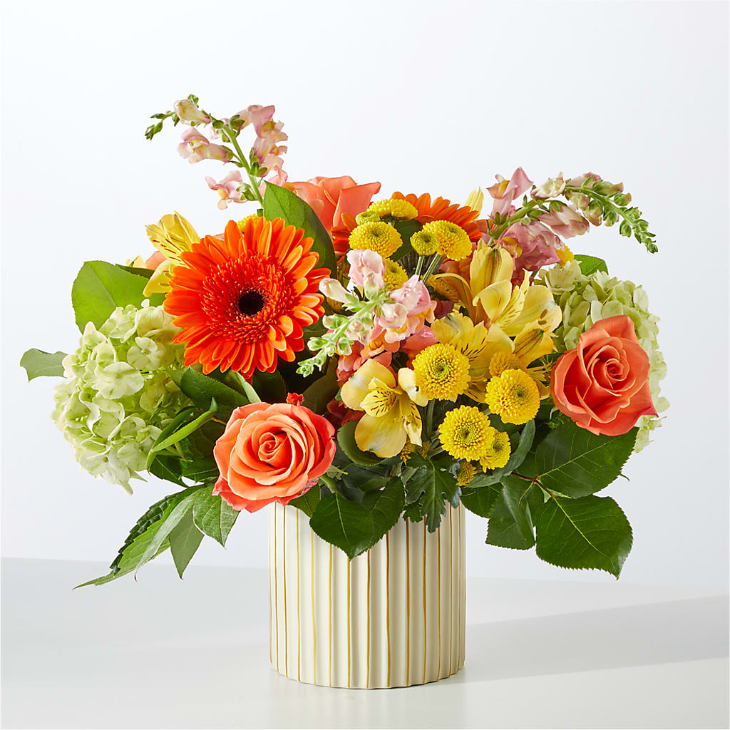Autumn Sunshine Bouquet with Ivory Vase –  Flowers Atlanta, Atlanta GA