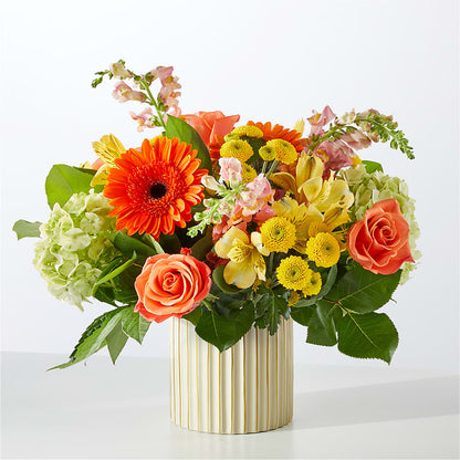 Autumn Sunshine Bouquet with Ivory Vase –  Flowers Atlanta, Atlanta GA
