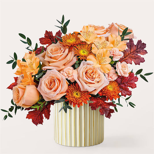 Spiced Latte Bouquet with Ivory Vase –  Flowers Atlanta, Atlanta GA
